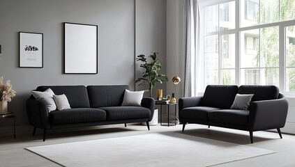 Modern Living Room: Sofa & Loveseat Set