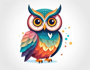 Fototapeta premium A beautiful colorfull flat owl on a pure white background. illustration