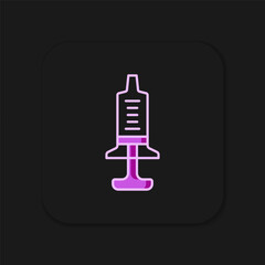 Filled outline Syringe icon isolated on black background. Syringe for vaccine, vaccination, injection, flu shot. Medical equipment. Flat filled outline style with shadow. Vector