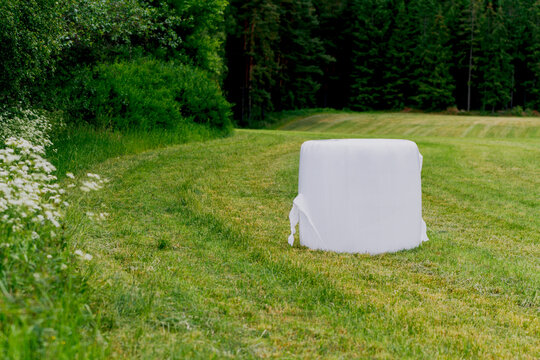 White hay bale