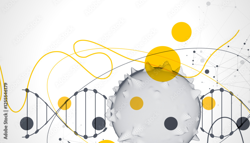Poster abstraction on a scientific medical theme. creative image of a dna molecule with art elements.