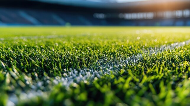 Closeup image of natural green grass socer field