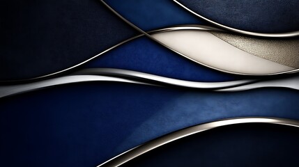 Abstract Blue Gold Silver Metallic Wave Design