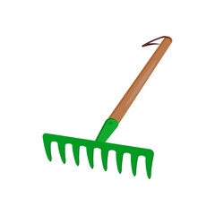 Rake , Autumn Isolated Vector Illustration