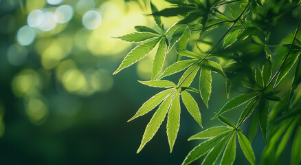 Cannabis Leaves in Natural Sunlight