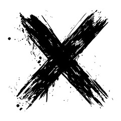 Black and White Cross Sign Vector - Distressed Cross Sign