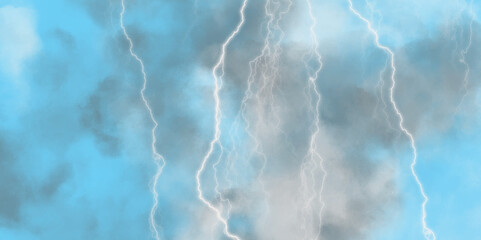 Blue lightning strike during an electrical storm. Lightning on the sky with stormy clouds. Cloudy, with a no-nonsense blue Rabbitohs. Thunderstorm and blue cloudy sky. Changing conditions. 