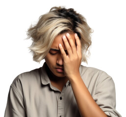 Fototapeta premium PNG Frustrated young person facepalm