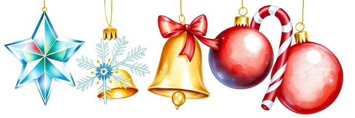 Festive Christmas Ornaments Star Bell Snowflake Candy Cane Baubles