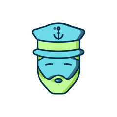 Filled outline Captain of ship icon isolated on white background. Travel tourism nautical transport. Voyage passenger ship, cruise liner. Flat filled outline style with shadow. Vector