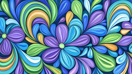 Vibrant Colorful Floral Abstract Art Pattern for Background Use