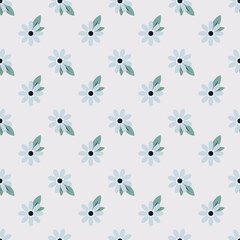 Seamless blue spring prints pattern background