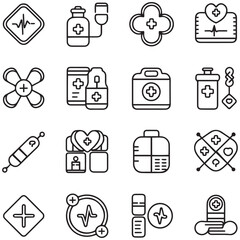 Medical and medicine line icons collection. Thin outline icons pack. UI icon collection. Set of line web pictogram