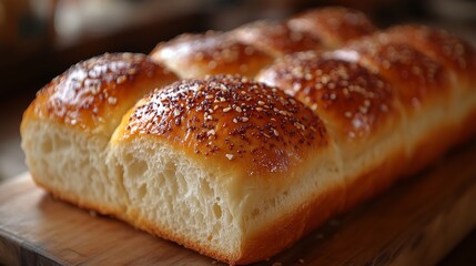 Deliciously Soft and Golden Sesame Topped Bread Loaf