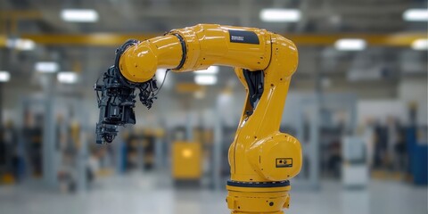 Industrial setting featuring a robotic arm engaged in precise mechanical adjustments, symbolizing innovation and technology.