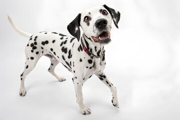 Dalmatian dog in white background