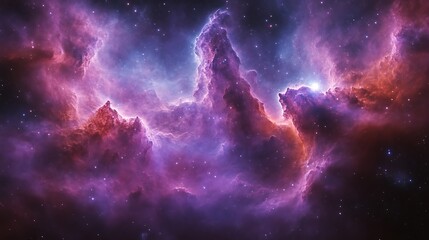 Cosmic Nebula Purple And Red Hues Space Clouds