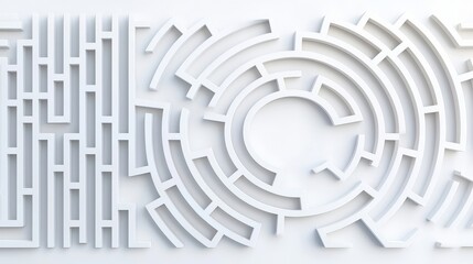 Intricate White Maze Design on Minimalist Background for Creative Concepts and Inspirations