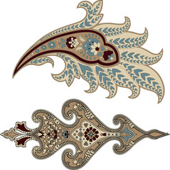 Vector hand-drawn illustrations of paisley elements collection. Ornamental decorative flowers, floral elements and other will be perfect for textile design