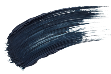 dark blue abstract paint brush stroke isolated on white or transparent png