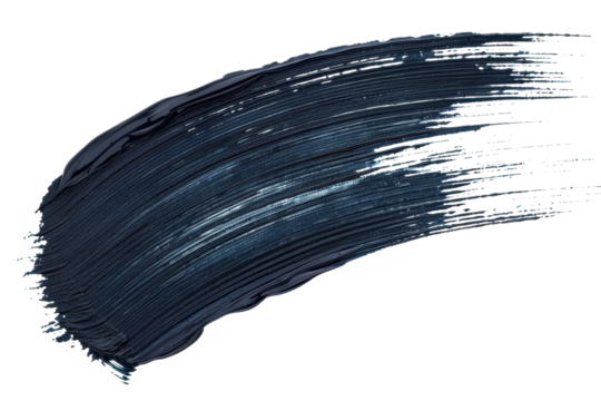 dark blue abstract paint brush stroke isolated on white or transparent png