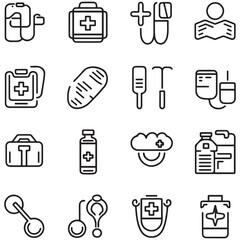 Medical and medicine line icons collection. Thin outline icons pack. UI icon collection. Set of line web pictogram