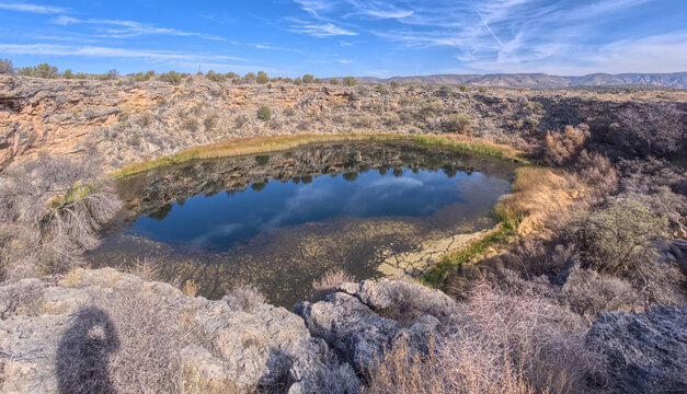 Close-up of the Montezuma Well sinkhole, Montezuma Castle National Monument, Arizona, USA