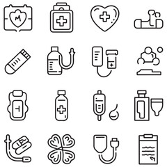 Medical and medicine line icons collection. Thin outline icons pack. UI icon collection. Set of line web pictogram