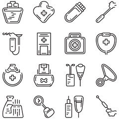Medical and medicine line icons collection. Thin outline icons pack. UI icon collection. Set of line web pictogram
