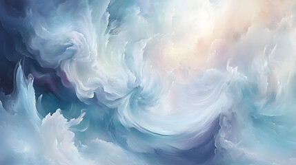 Abstract painting featuring vibrant colors and dynamic shapes with floral elements in a contemporary art style