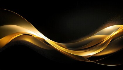 Fototapeta premium golden abstract wave with luminous curves on a dark background for luxury design, branding, or digital presentation