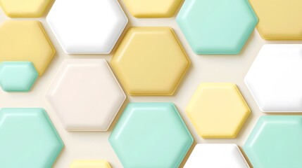 Colorful Hexagonal Shapes on a Soft Pastel Background for Design Use