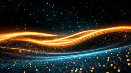 Obraz premium A dynamic moment where bright energy ascends from a textured surface, encircled by glittering,