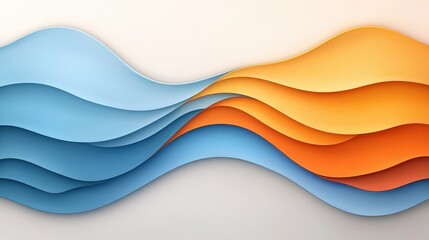 Obraz premium Abstract Waves in Blue and Orange Tones with Soft Gradient Background for Creative Designs