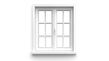 Obraz premium White double pane sliding window with white frame isolated on a white background for design and construction use