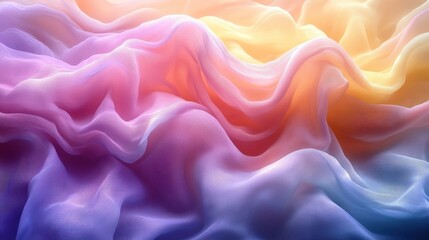 Obraz premium Soft pastel fabric with flowing waves and gradient colors.