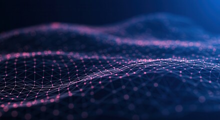 Abstract technology network with glowing nodes and lines. Modern and sophisticated background for banners, posters and social media.