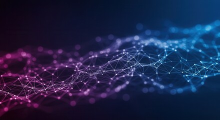 Abstract technology network with glowing nodes and lines. Modern and sophisticated background for banners, posters and social media.