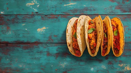 Delicious Mexican tacos with cheese, salsa, and toppings, captured in an illustrated style for culinary designs, in a whimsical cartoon style.