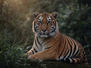 Obraz premium Majestic Tiger Portrait Close-Up in Natural Jungle Habitat