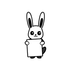 rabbit with blank sign