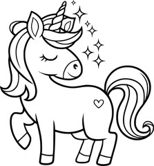 Fototapeta premium Baby Unicorn Outline SVG 