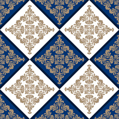 Navy blue background ,damask ,flower ,luxury ,pattern seamless damask pattern