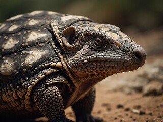 Fototapeta premium Adorable Close Up of a Crawling Tortoise in Its Natural Habitat