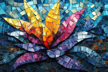 Mosaic bird of paradise flower wall art