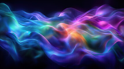 Fototapeta premium Colorful abstract waves on dark background for digital art