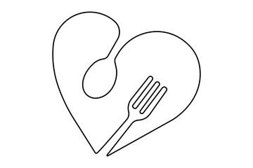 Continuous one line art simple knife and fork sketch outline vector illustration