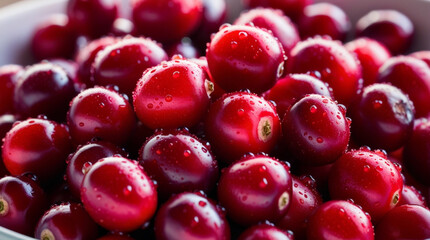 Redcurrants washed and prepped dewy water droplets on the skin