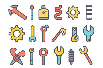 Quick Fix Icons - Minimalist, Colorful Representation of Repair and Solutions for User Interfaces