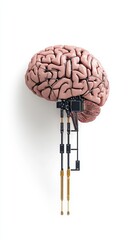 A surreal depiction of a brain with robotic elements, symbolizing the fusion of technology and human intellect.